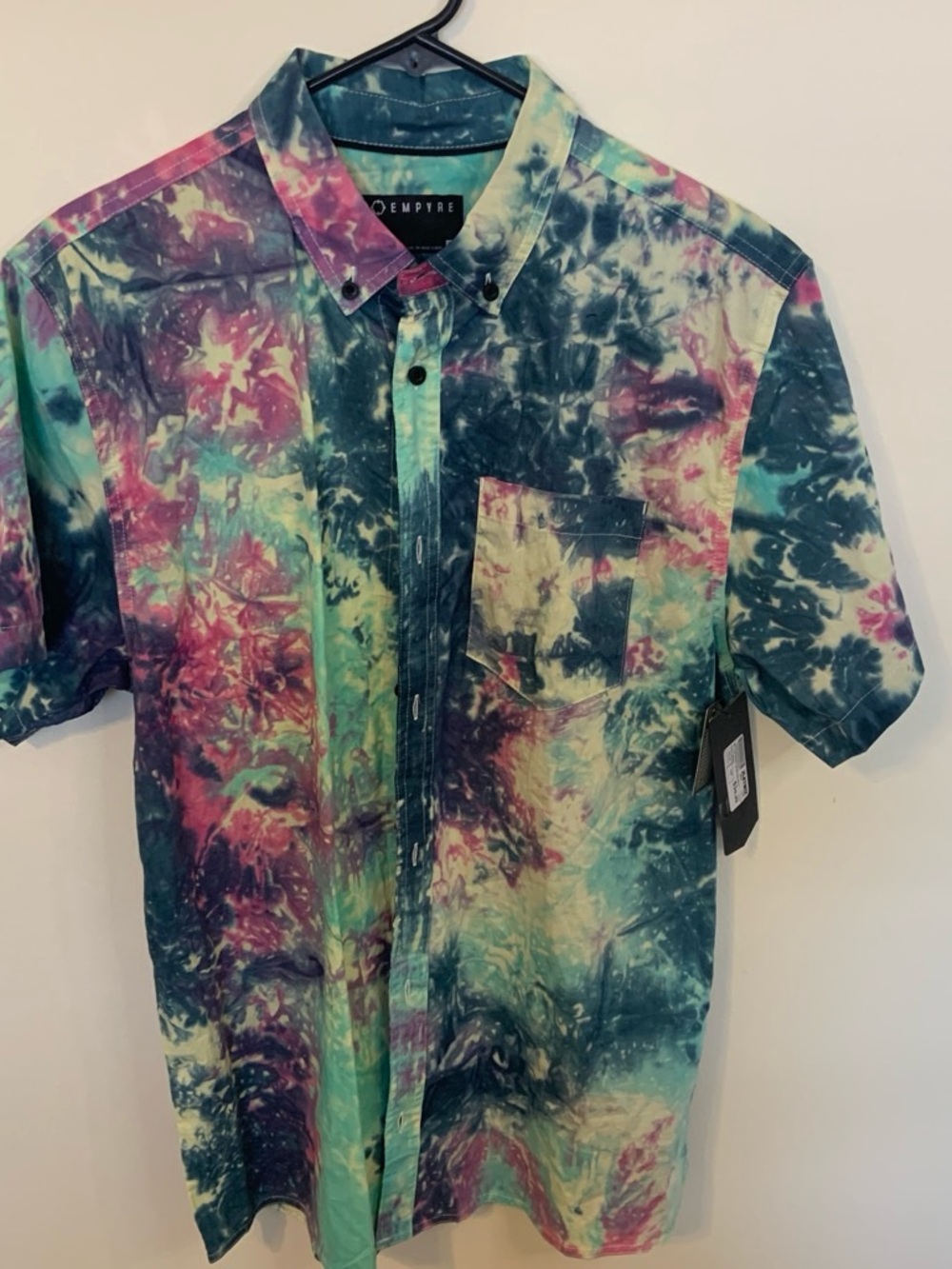 NWT Zumiez Empyre Button-Down Shirt - Teal, Purple, Pink